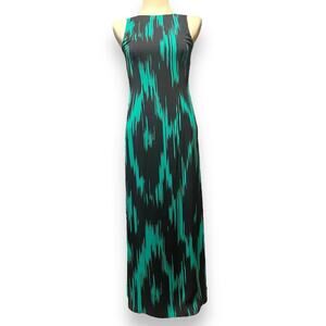 Michael Kors Maxi Length Sleeveless Gown Made in Italy Green Black 4